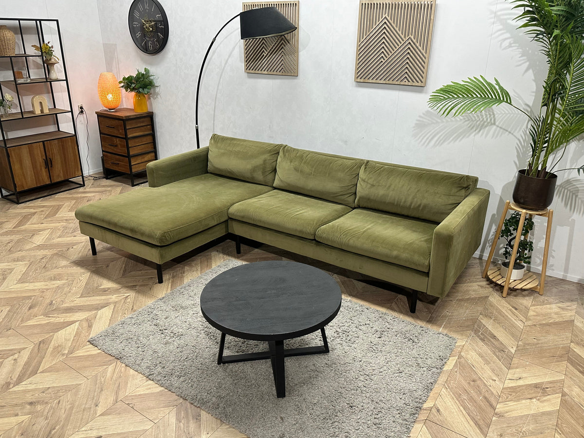 Groene Velvet Hoekzetel ~ Losse Kussens Met Afneembare Hoezen