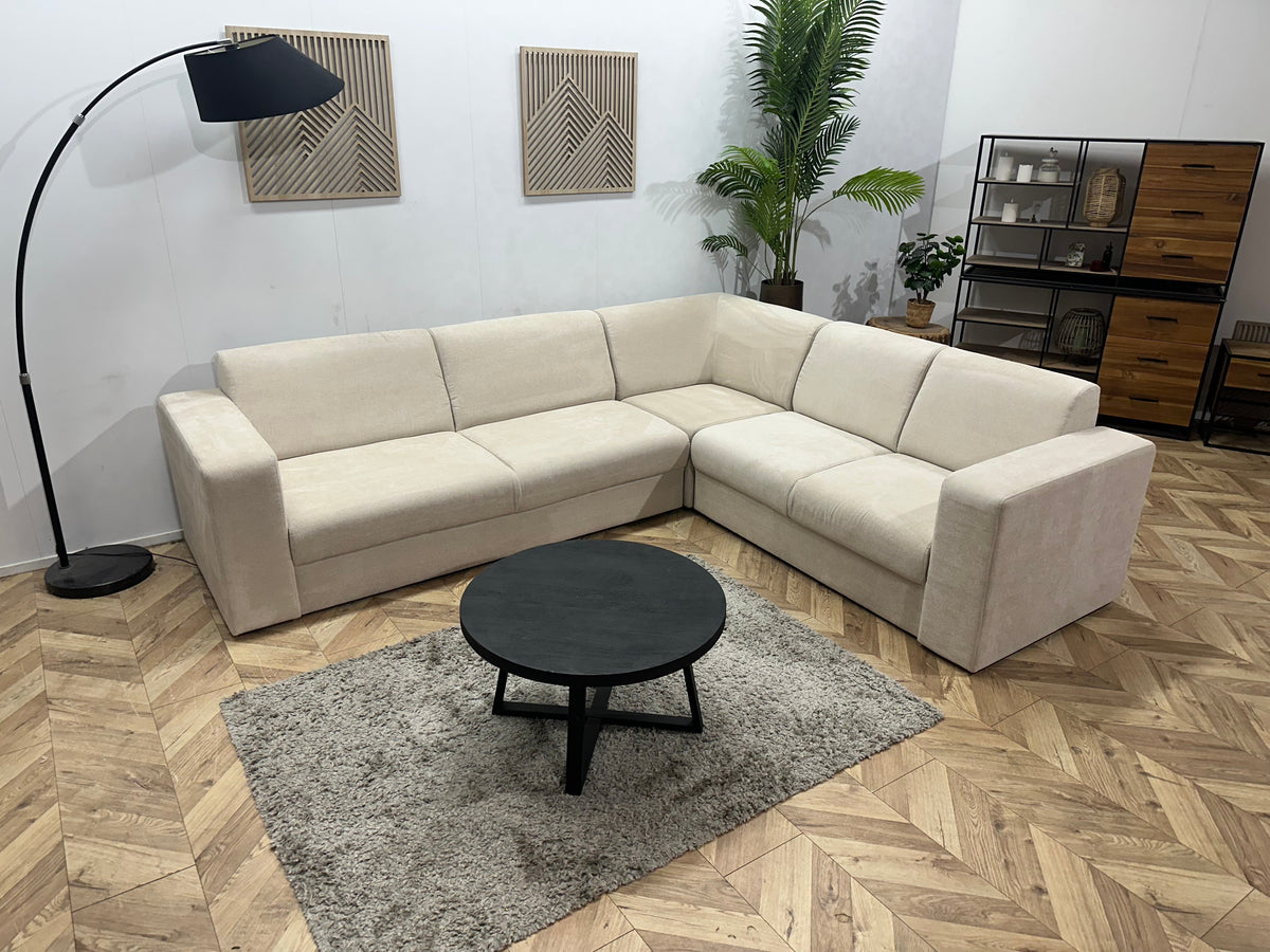 !Showroommodel! Crème Suède Stoffen Hoekzetel