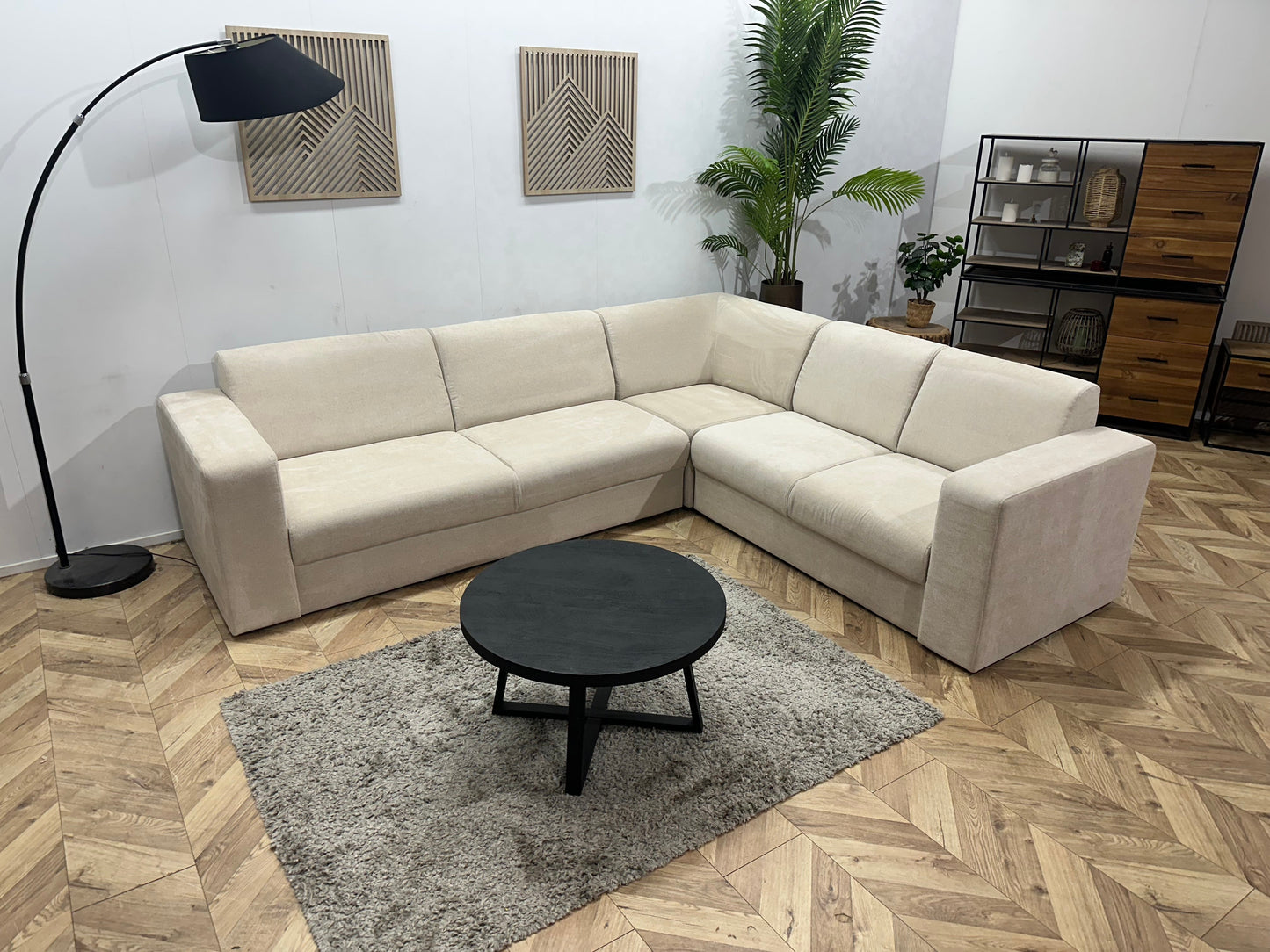 !Showroommodel! Crème Suède Stoffen Hoekzetel