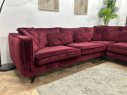 Bordeaux Rode Velvet Hoekzetel ~ Losse Kussens Met Afneembare Hoezen