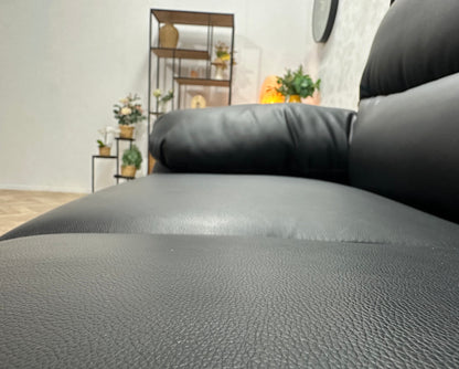 Zwarte Leather Look 2-Zits Zetel ~ Vaste Kussens