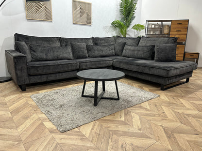 Donker Groene/Antraciet Velvet Hoekzetel ~ Losse Kussens Met Afneembare Hoezen