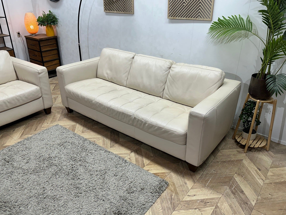 Natuzzi Crème Echt Lederen Zetels Set ~ Losse Rugkussens