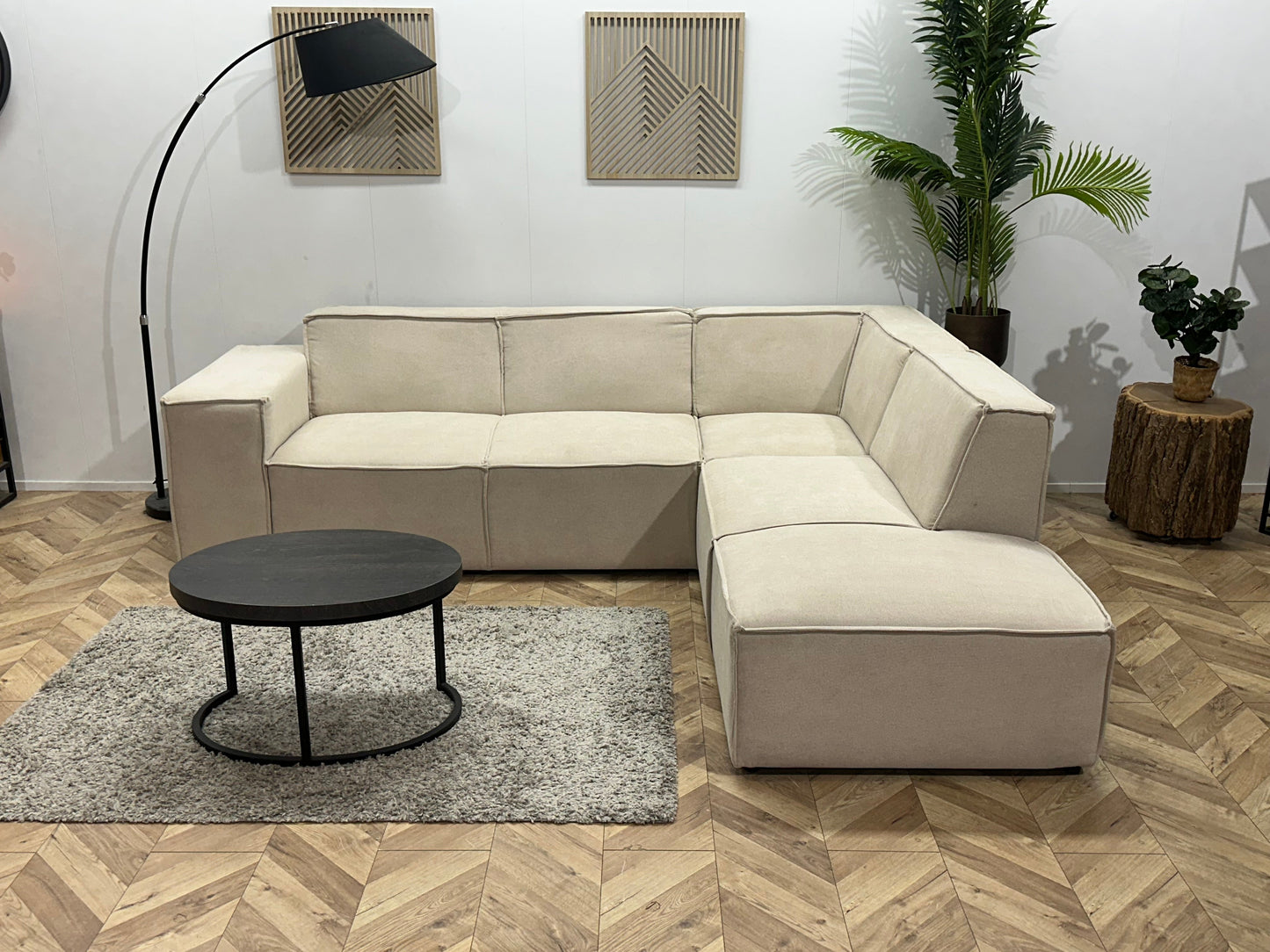 !Showroommodel! Crème Suède Stoffen Hoekzetel