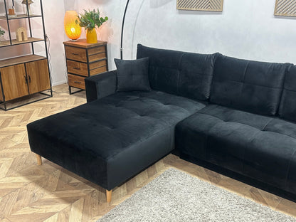 !Showroommodel! Zwarte Velvet Hoekzetel