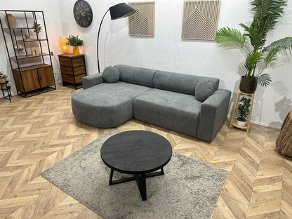 !Showroommodel! Grijze Velvet Hoekzetel ~ Slaapfunctie