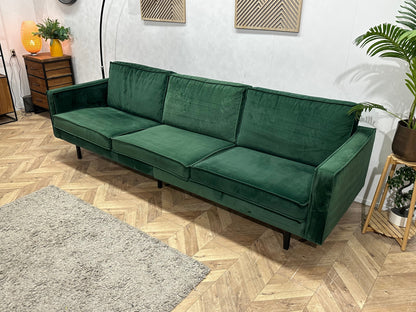 Be Pure Groene Velvet 3-Zits Zetel Inc Hocker ~ Losse Kussens Met Afneembare Hoezen