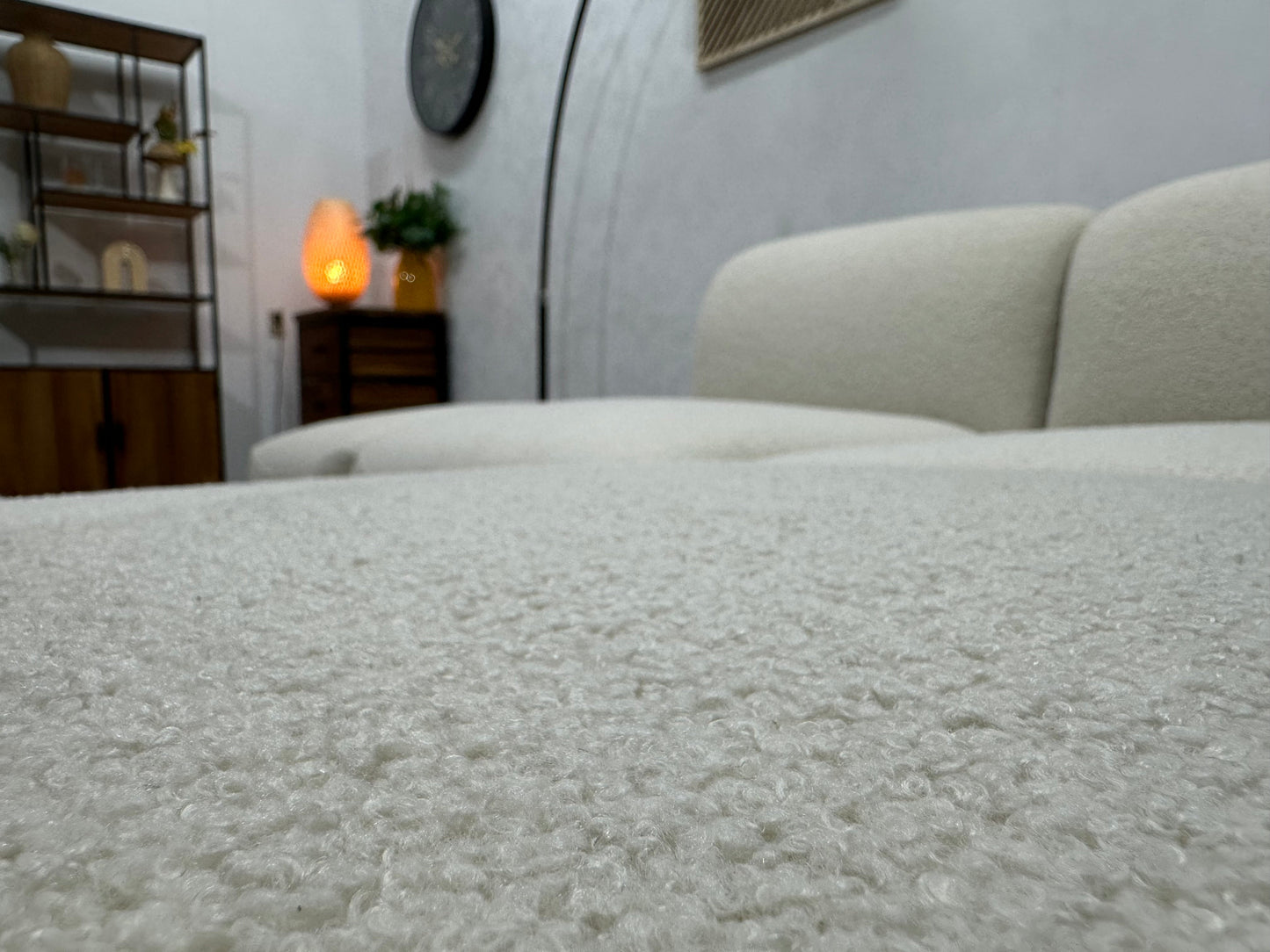 Witte Bouclé Stoffen Hoekzetel ~ Nieuwstaat