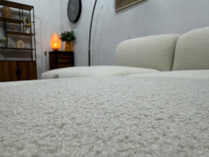 Witte Bouclé Stoffen Hoekzetel ~ Nieuwstaat