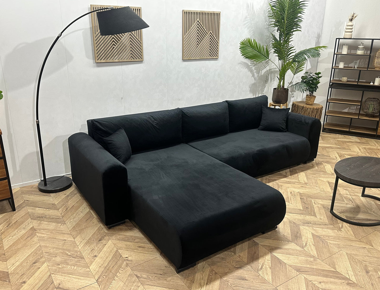 !Showroommodel! Zwarte Velvet Hoekzetel