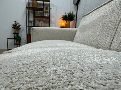!Showroommodel! Witte/Crème Bouclé Stoffen Hoekzetel