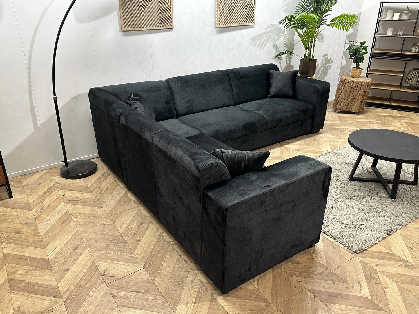 !Showroommodel! Zwarte Velvet Hoekzetel