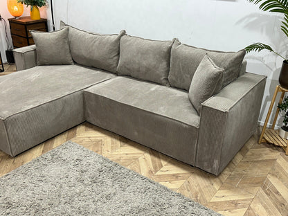 !Showroommodel! Licht Bruine Ribstof Hoekzetel