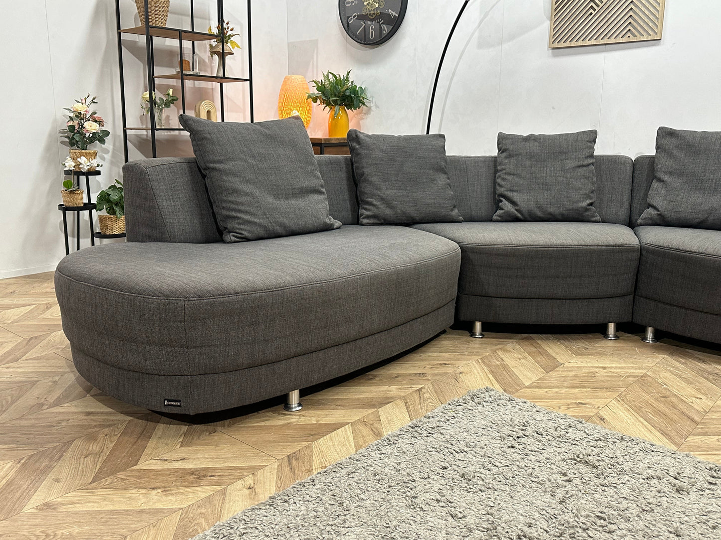 Lamonta Antraciet Design U Zetel Inc Hocker ~ Losse Rugkussens Met Afneembare Hoezen