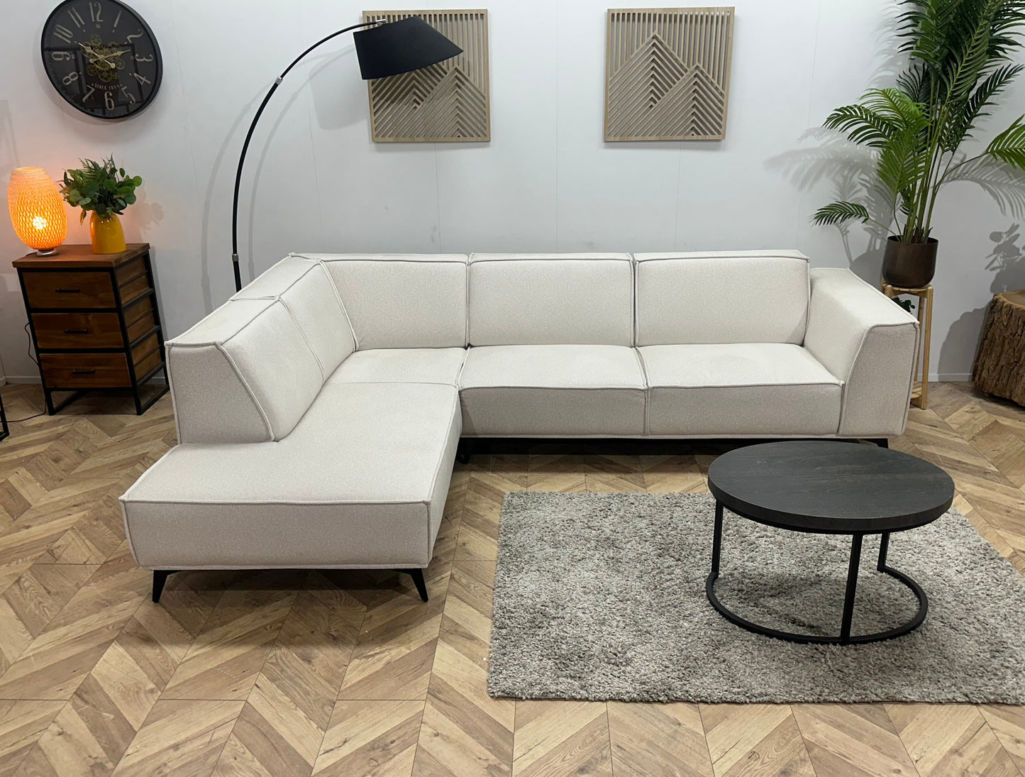 !Showroommodel! Witte Chenille Stoffen Hoekzetel