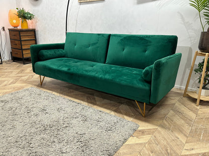 Groene Velvet 2.5-Zits Zetel ~ Slaapfunctie