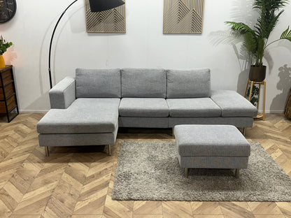 Licht Grijze Design Hoekzetel Inc Hocker ~ Losse Kussens Met Afneembare Hoezen