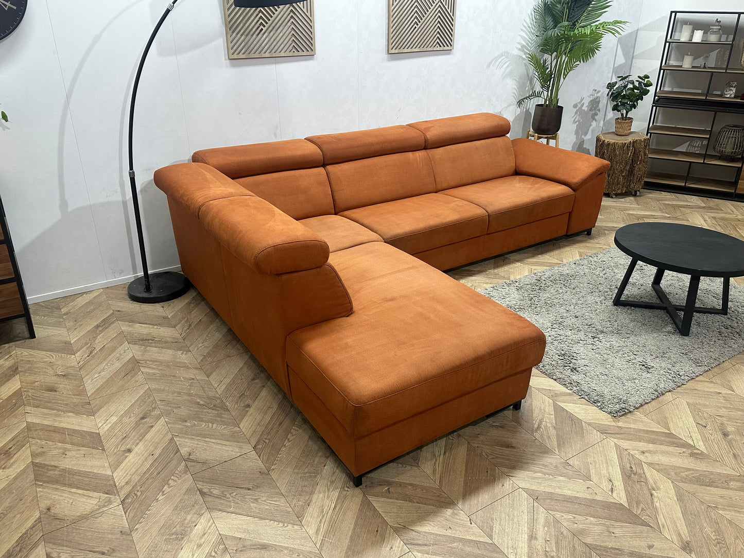 Cognac Bruine Suède Stoffen Hoekzetel ~ Verstelbare Arm/ Hoofdsteunen