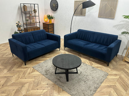 Blauwe Velvet Zetels Set ~ Vaste Kussens