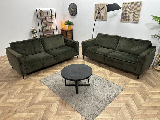 Groene Velvet Zetels Set ~ Losse Rugkussens Met Afneembare Hoezen