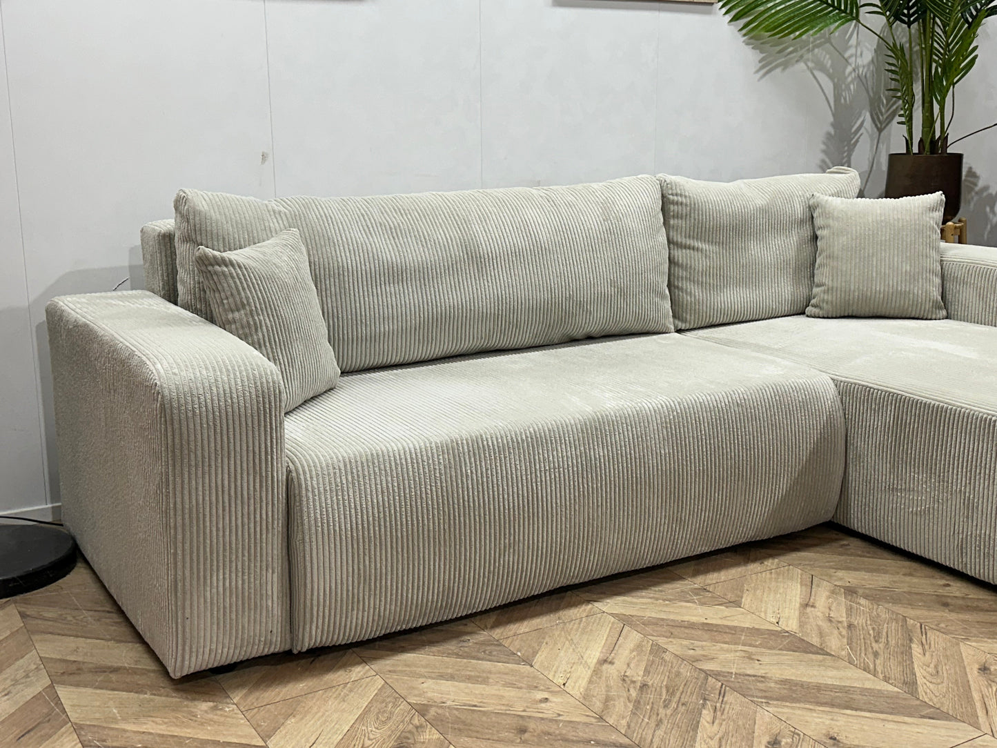 !Showroommodel! Witte Ribstof Hoekzetel