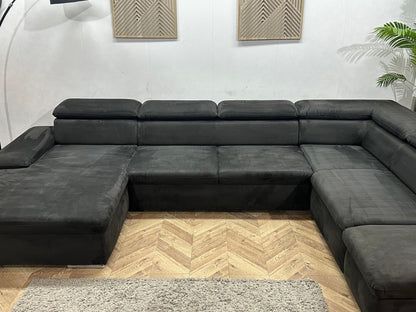 Zwarte Velvet U Zetel ~ Verstelbare Arm/Hoofdsteunen