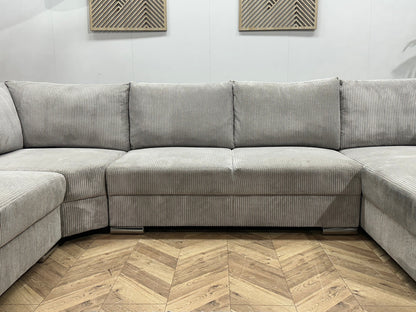 !Showroommodel! Licht Grijze Ribstof U Zetel