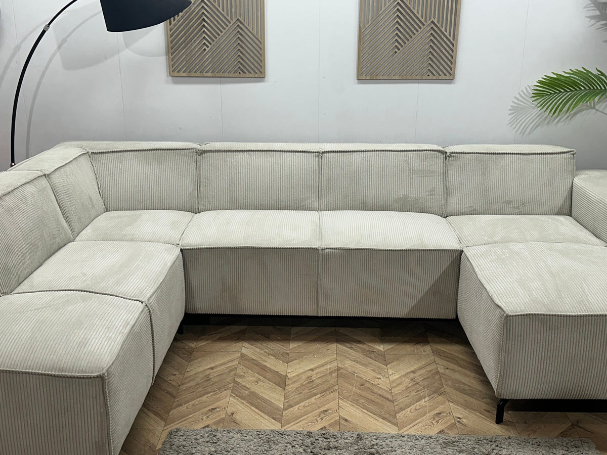 !Showroommodel! Witte Ribstof U Zetel