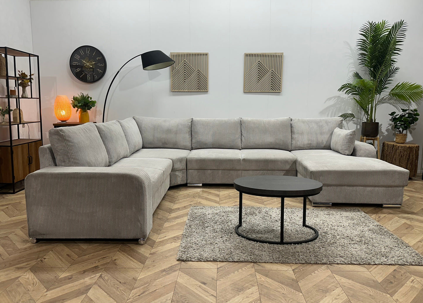 !Showroommodel! Licht Grijze Ribstof U Zetel