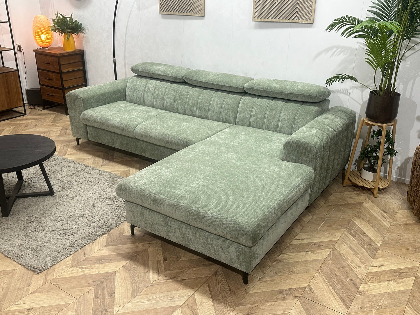 !Showroommodel! Groene Cremona Hoekzetel ~ Verstelbare Hoofdsteunen