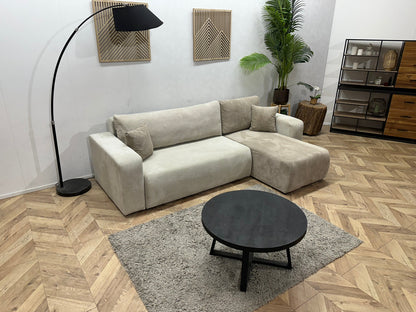 !Showroommodel! Witte/Bruine Ribstof Hoekzetel