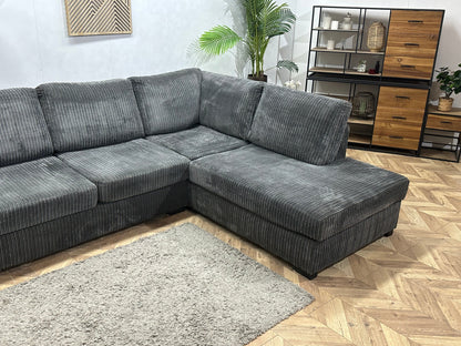 Antraciet Ribstof Hoekzetel ~ Losse Kussens Met Afneembare Hoezen