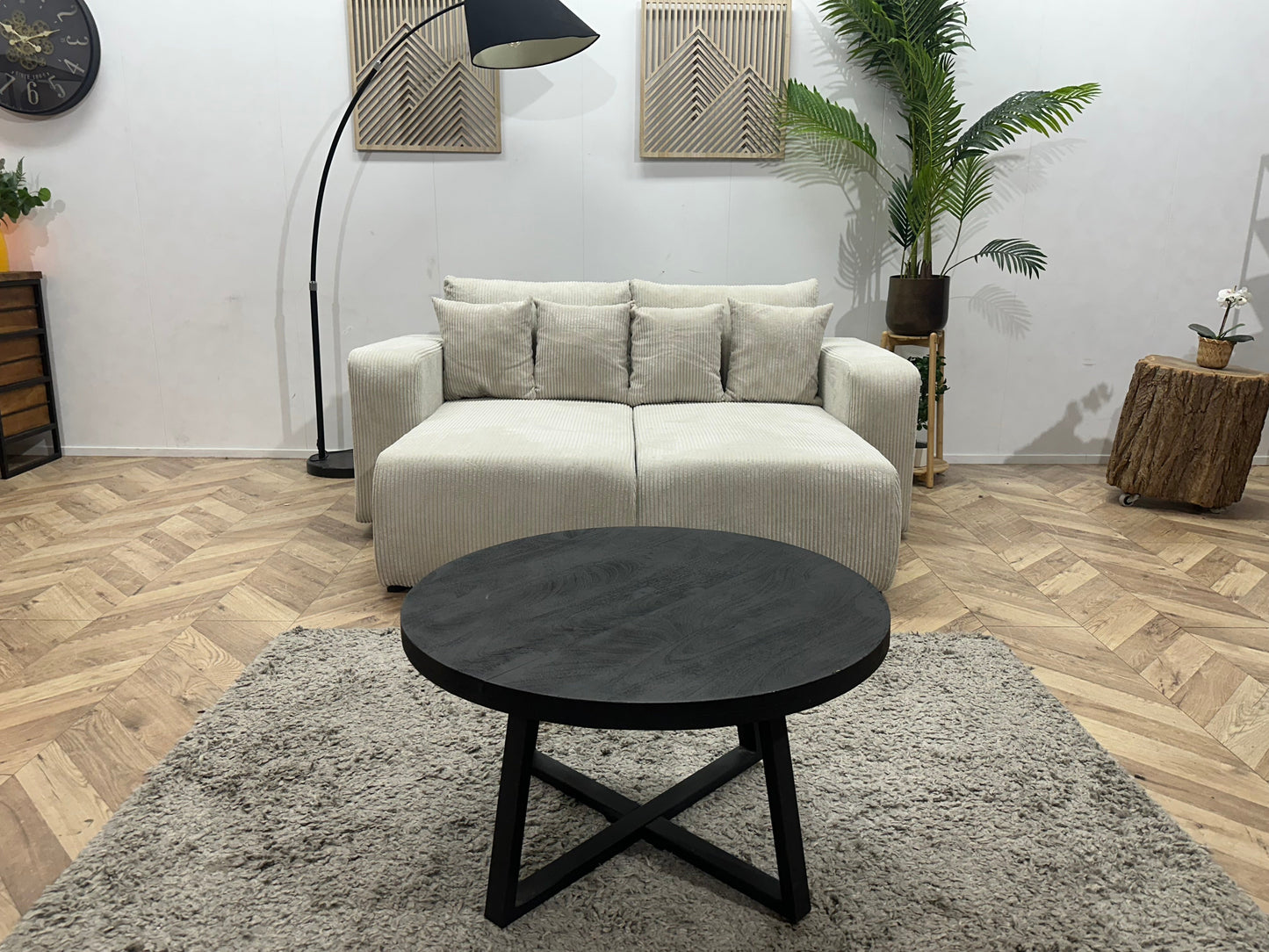 !Showroommodel! Witte Ribstof Lounge Zetel