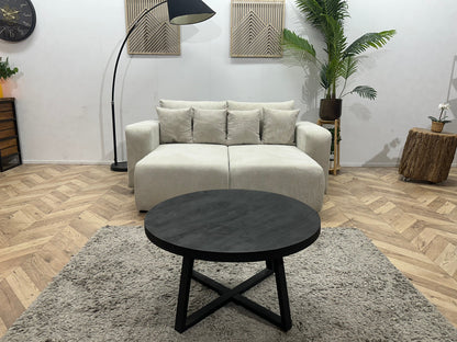!Showroommodel! Witte Ribstof Lounge Zetel