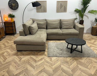 Room108 Beige Suède Stoffen Hoekzetel ~ Losse Kussens Met Afneembare Hoezen