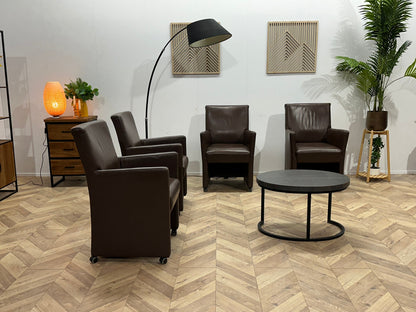 Bruine Echt Lederen Stoelen Set