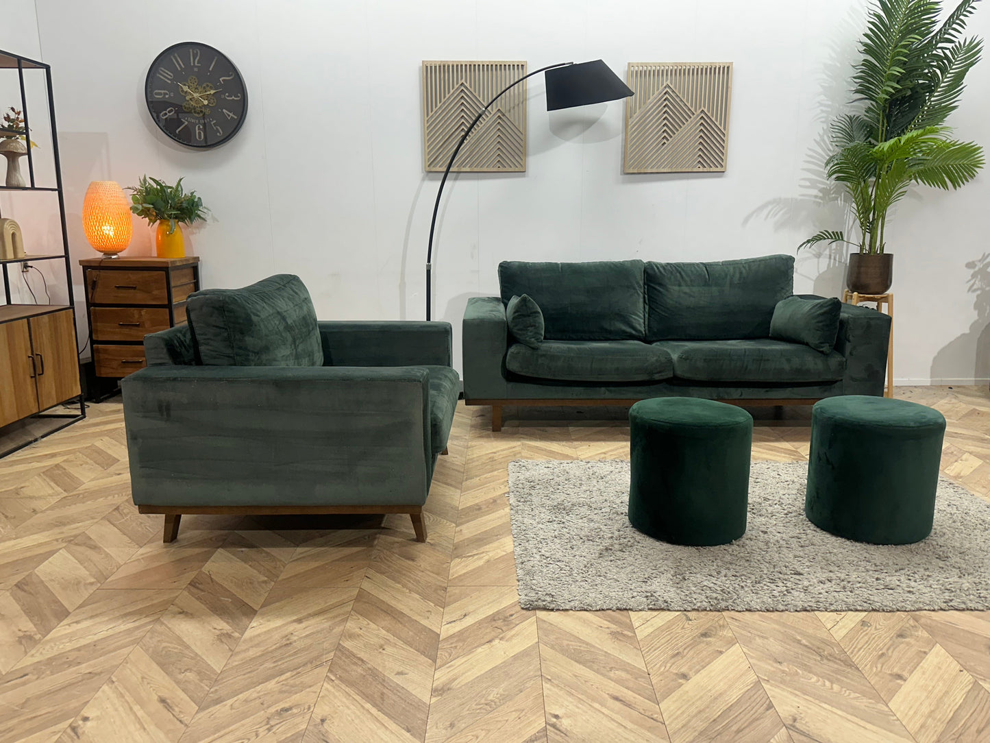Groene Velvet Zetels Set Inc Hockers ~ Losse Kussens Met Afneembare Hoezen