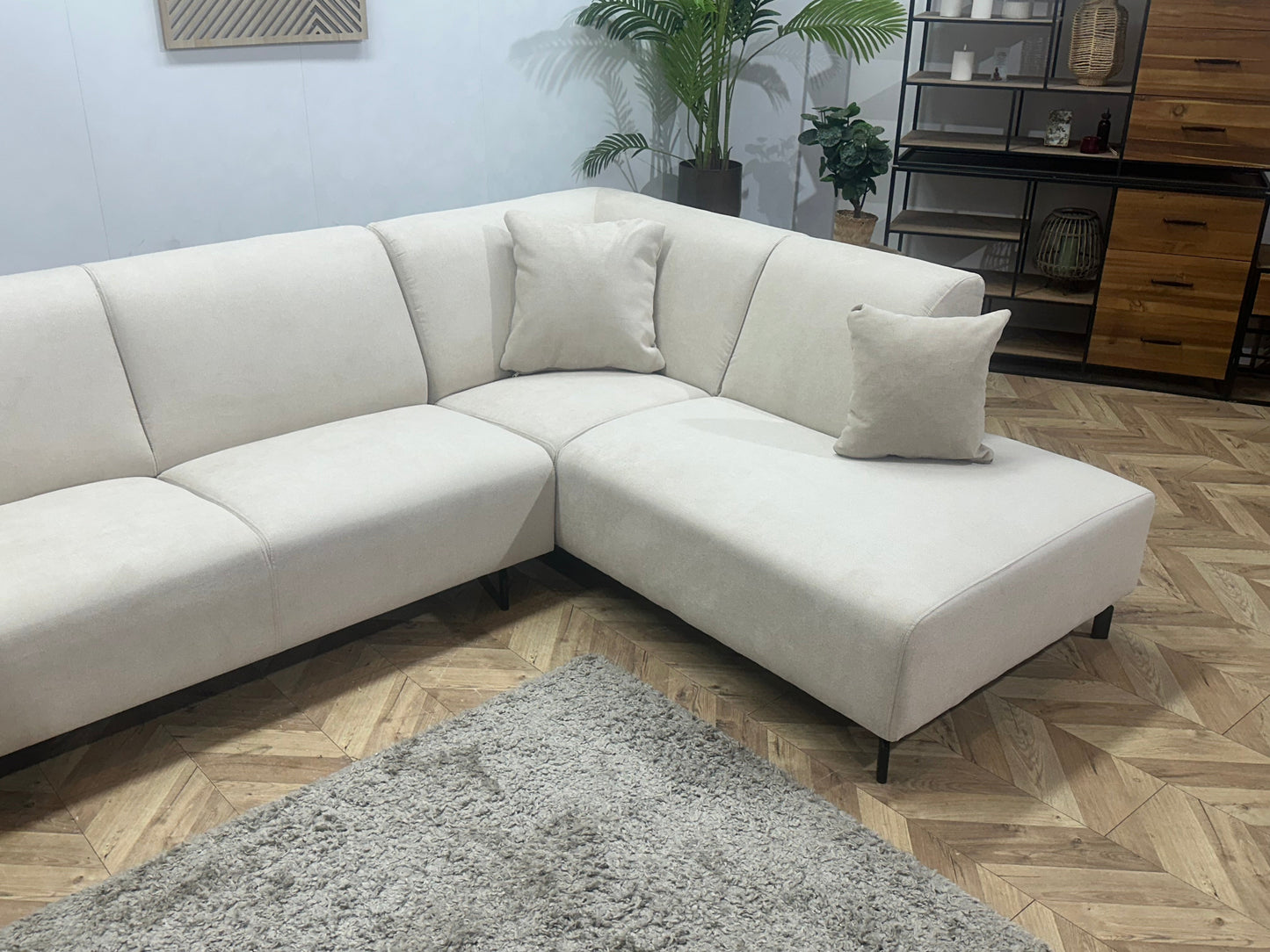 !Showroommodel! Crème Suède Stoffen Hoekzetel
