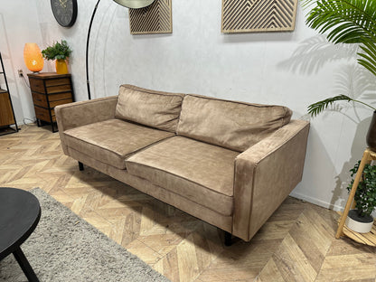 Taupe Velvet 2.5-Zits Zetel ~ Losse Kussens