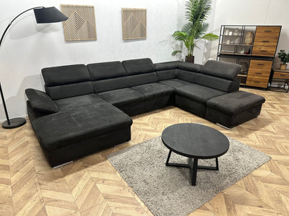 Zwarte Velvet U Zetel ~ Verstelbare Arm/Hoofdsteunen