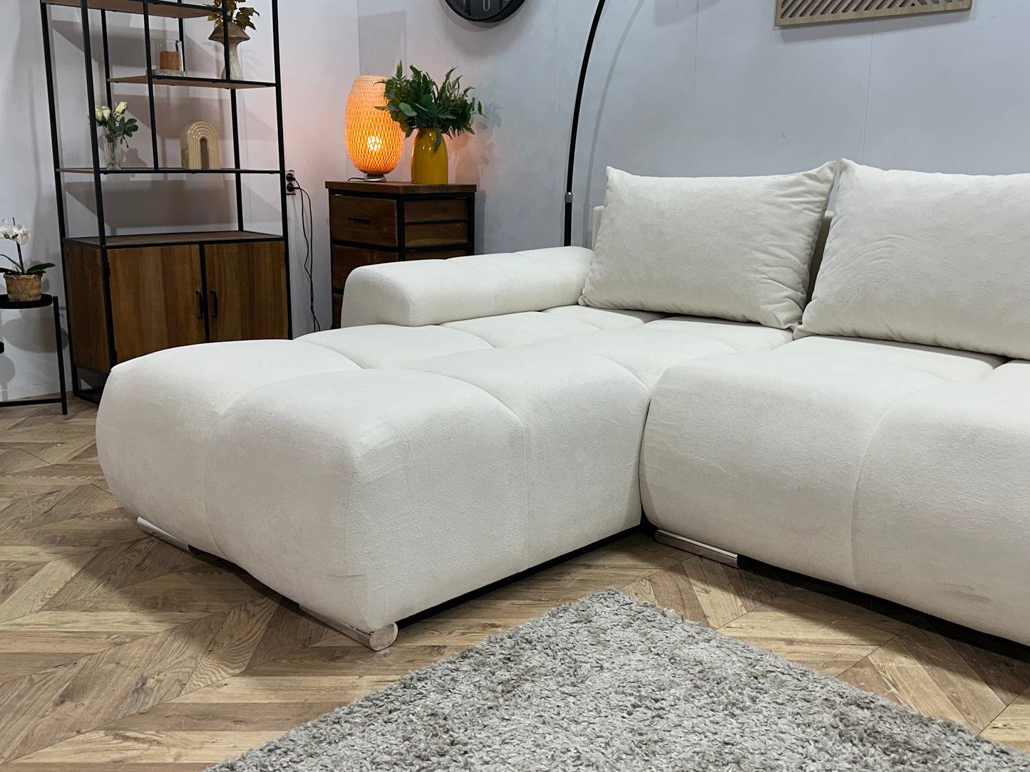 !Showroommodel! Witte Velvet Hoekzetel