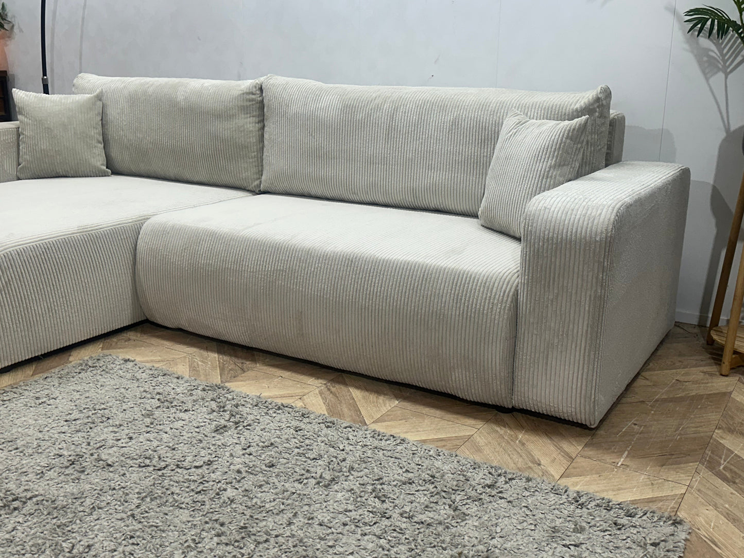 !Showroommodel! Witte Ribstof Hoekzetel