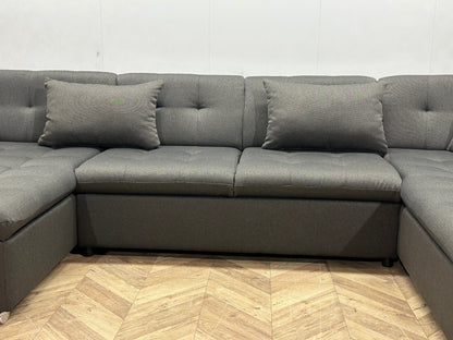 !Showroommodel! Grijze Suède Stoffen U Zetel