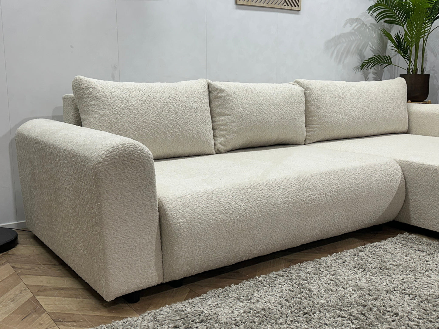 !Showroommodel! Witte Bouclé Hoekzetel