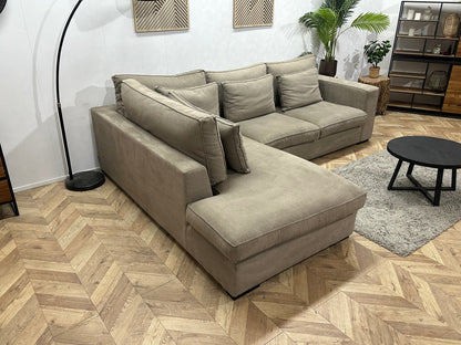 Room108 Beige Suède Stoffen Hoekzetel ~ Losse Kussens Met Afneembare Hoezen