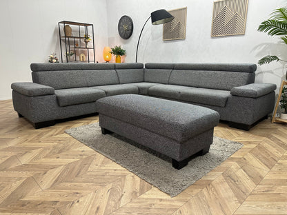 Grijze Hoekzetel Inc Hocker ~ Verstelbare Arm/Hoofdsteunen
