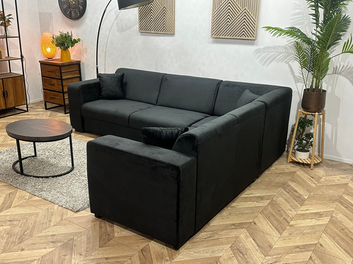 !Showroommodel! Zwarte Velvet Hoekzetel