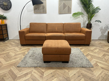 Cognac Bruine Suède Stoffen 3-Zits Zetel Inc Hocker ~ Inruilvoordeel