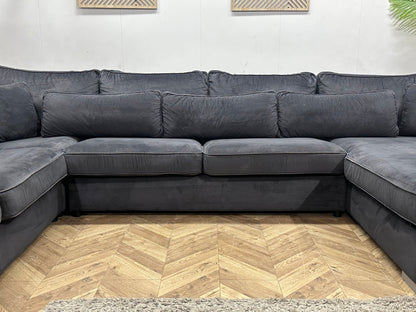 Antraciet Velvet U Zetel ~ Losse Kussens Met Afneembare Hoezen