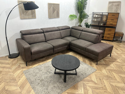 H&H Bruine Suède Stoffen Hoekzetel ~ Relaxfunctie